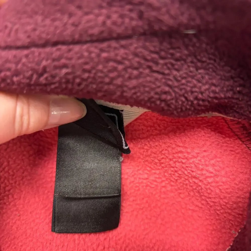 The North Face Maroon Coral Color Block Womens S Fleece Full Zip Collared Jacket